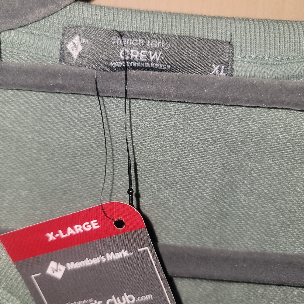 NWT Mens Sz XL Member's Mark Sam's Club FrenchTerry Sage Green Sweatshirt - Picture 3 of 9